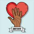 hand up with heart and ribbon massage to juneteenth celebrate