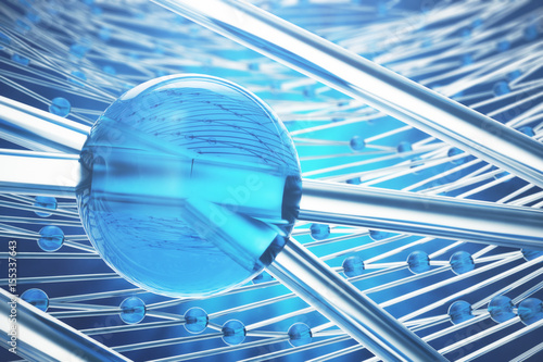 Fotomural 3D rendering abstract molecules design