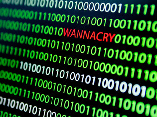 binary code screen, wannacry virus