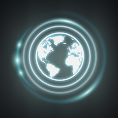 Wall Mural - white and glowing blue internet icon 3d rendering