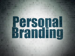 advertising concept: personal branding on digital data paper background