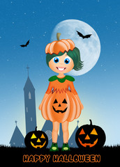 Canvas Print - illustration of Halloween postcard