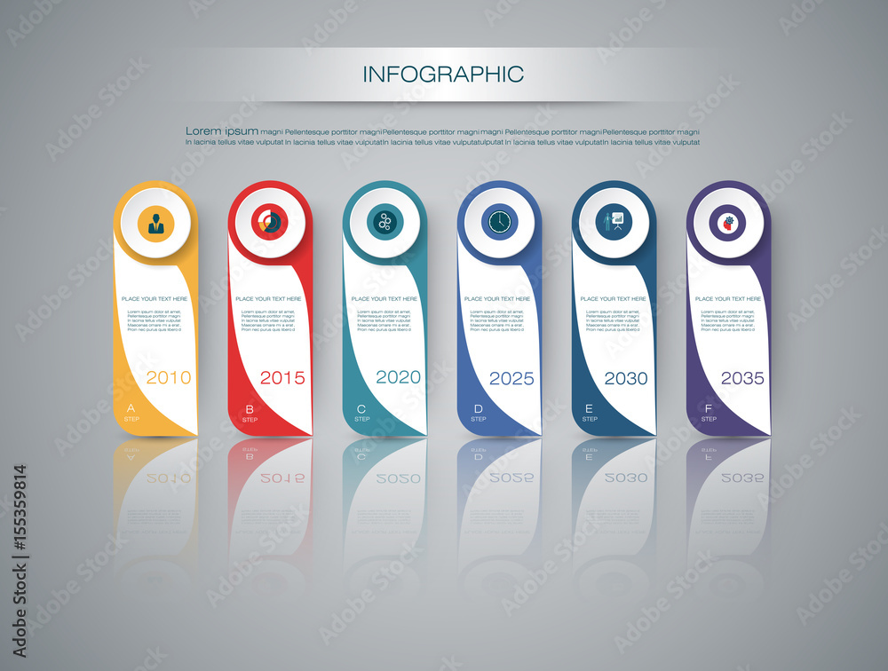 Vector de Stock Vector infographics timeline design template with 3D ...