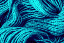 Close Up The Blue Yarn Thread As Abstract  Background