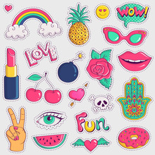 Cute And Trendy Patches. Vector Stickers.