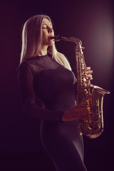 Poster - Female jazz musician performing on saxophone