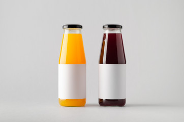 Sticker - Juice Bottle Mock-Up - Two Bottles. Blank Label