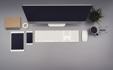 Top view computer desk