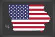 Iowa map with American national flag illustration