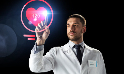 Poster - doctor or scientist with heart rate projection