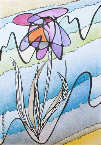 Obraz w ramie Ręcznie malowany kolorowy kwiat