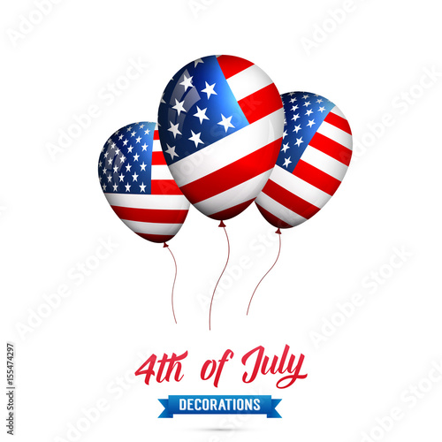 4th Of July Usa Independence Day Decoration Set Of Usa Flag Balloons Fourth Of July Vector Illustration Stock Vector Adobe Stock