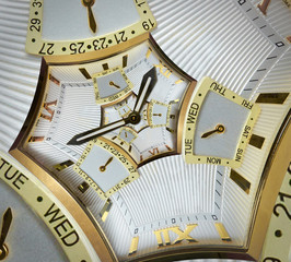 Wall Mural - moderm golden watch clock hex abstract fractal spiral. watch clock unusual abstract texture fractal 