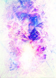 Fototapeta Motyle - Goddess Woman and butterfly in Cosmic space. Cosmic Space background. eye contact. Marble effect.