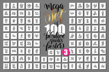 Wall Mural - mega set of 100 positive quotes posters, motivational and inspir