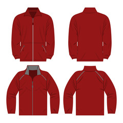 Sticker - dark red color autumn fleece jacket and sport jacket set isolated vector on the white background