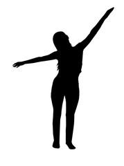 Sticker - Silhouette of girl on white background