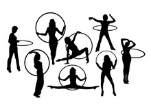 Hula Hoop Dancer Activity Silhouettes, Art Vector Design
