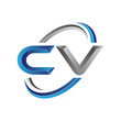Simple initial letter logo modern swoosh CV