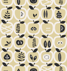 Poster - seamless pattern with apples and leaves