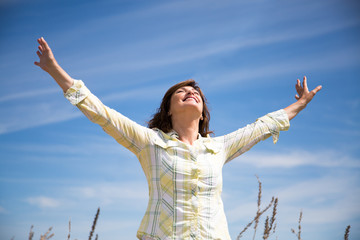 Woman grateful to nature