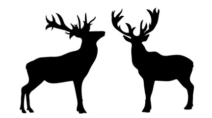 Poster - Vector silhouette of deer on white background.