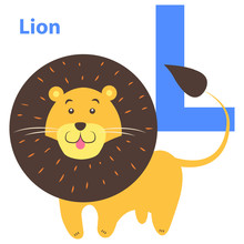 Children S Alphabet Icon Cartoon Lion Letter L
