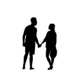 © mast3r - Black Silhouette Romantic Couple Holding Hands Full Length Isolated Over White Background Lovers Man And Woman Flat Vector Illustration