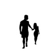 © mast3r - Black Silhouette Romantic Couple Holding Hands Full Length Isolated Over White Background Lovers Man And Woman Flat Vector Illustration