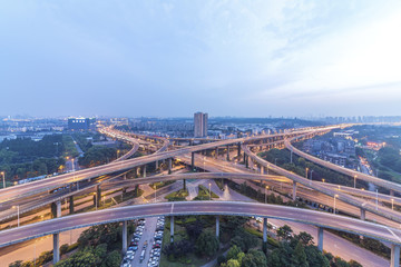 city interchange closeup at night , beautiful transport infrastructure background