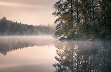 Nice Morning Light At Autumn In Little Pond Finland