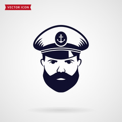 Wall Mural - Ship's captain vector icon.