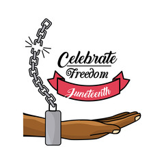 Canvas Print - hand with chain and ribbon to celebrate freedom juneteenth