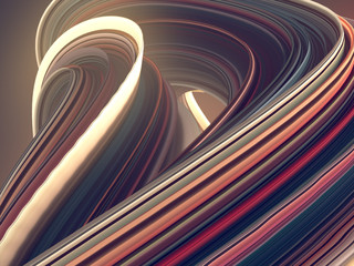 Leinwandbilder - Colored twisted shape. Computer generated abstract geometric 3D render illustration