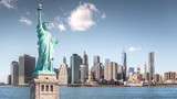 Fototapeta Nowy Jork - The statue of Liberty, Landmarks of New York City with Manhattan building
background