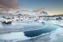 The Red Cuillin From Sligachan At Winter Time, Isle Of Skye, Inner Hebrides, Scotland, United Kingdom