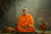 Buddhist Monks Are Reading Novice Learning,Thailand,vintage Style