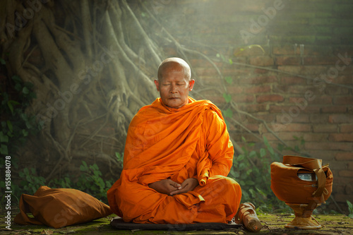 Fotomural Buddhist monks are reading Novice learning,Thailand,vintage style