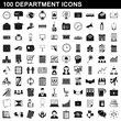 100 department icons set, simple style