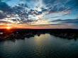 Sunset flying over Texas lake