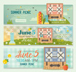© vivali - Vector summer collection of family picnic banner. Horizontal banners set of picnic glade.