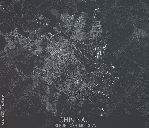 Fotomural Cartina Chisinau, vista satellitare, città, Repubblica della Moldavia