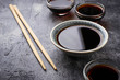 Bowls of soy sauce