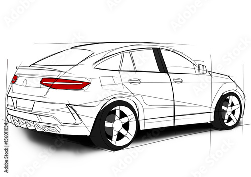 Fotomural  Mercedes GLE sketch