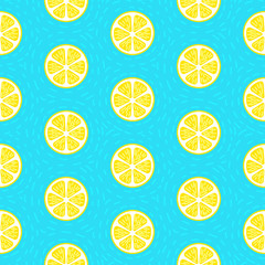 lemon seamless pattern blue background