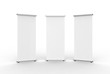 © Salih - Blank roll up banner 3 display view template. 3d illustrating.