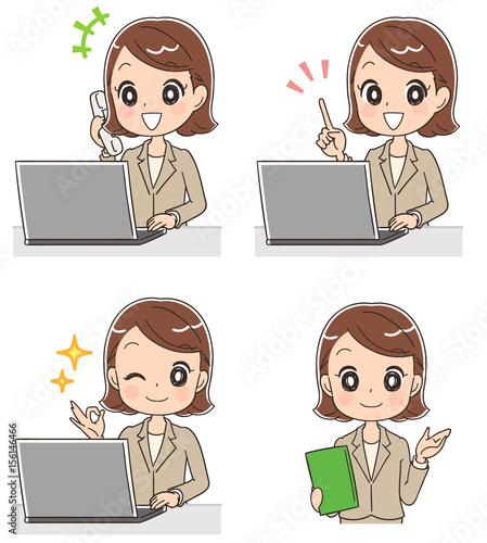 パソコンと女性社員のイラスト セット Adobe Stock でこの パソコンと女性社員のイラスト セット Adobe Stock でこの