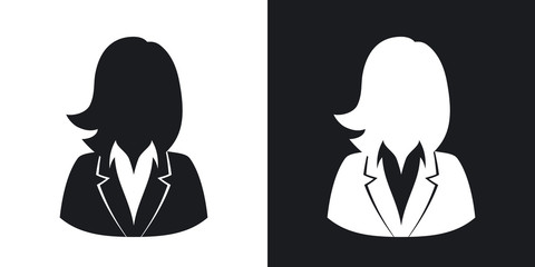 Wall Mural - vector user icon of woman in business suit. two-tone version on black and white background