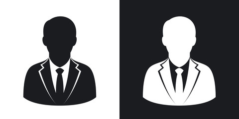 Wall Mural - vector user icon of man in business suit. two-tone version on black and white background