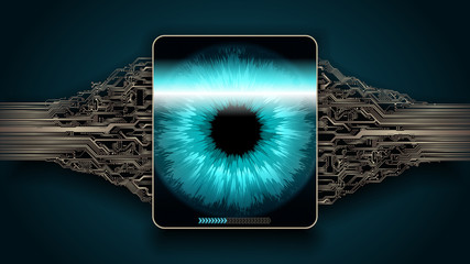 Wall Mural - The scanning system of the retina, biometric security devices, access